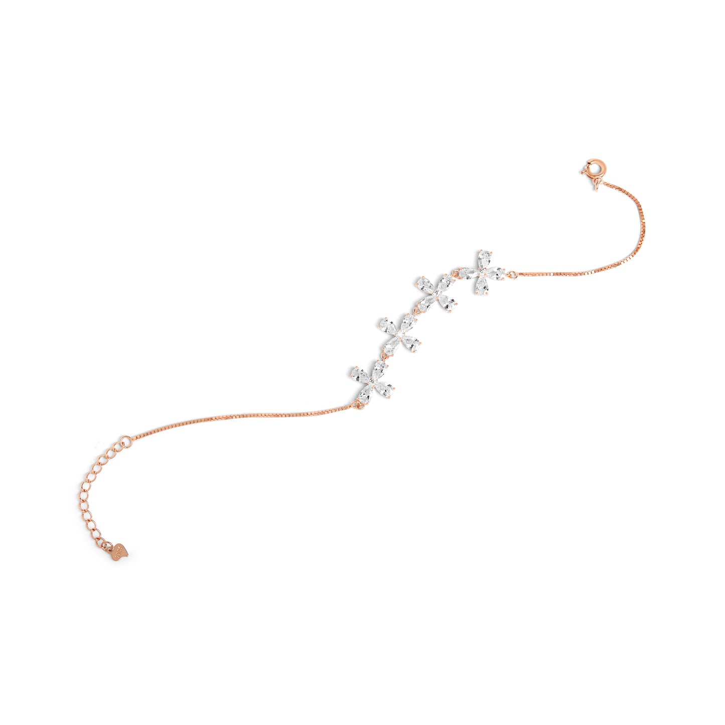 Minimal-Rose-Gold-Pear-Diamond-Silver-Bracelet