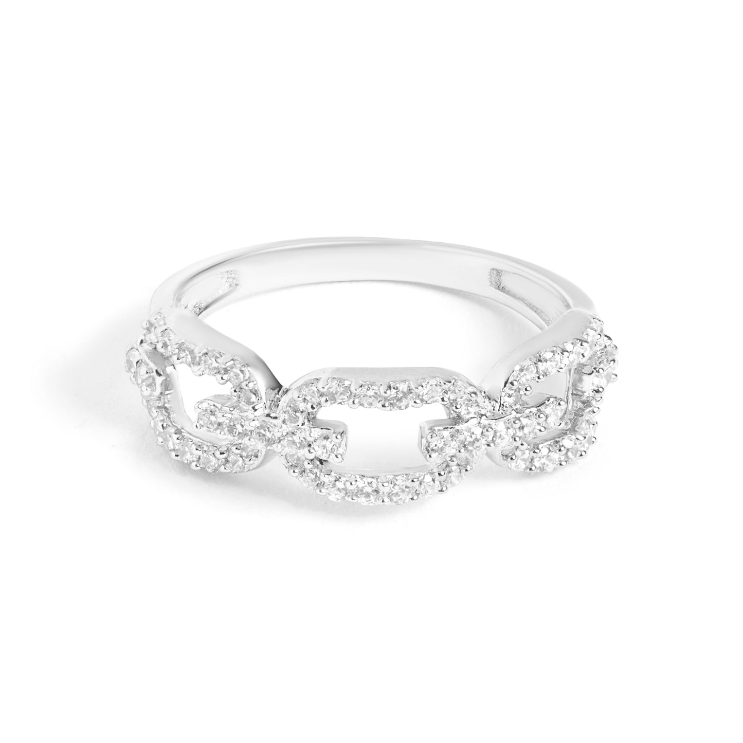 Silver Diamond Link Ring