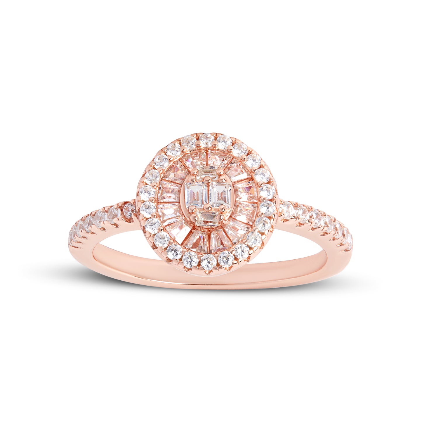Minimal Rose Gold Diamond Silver Ring