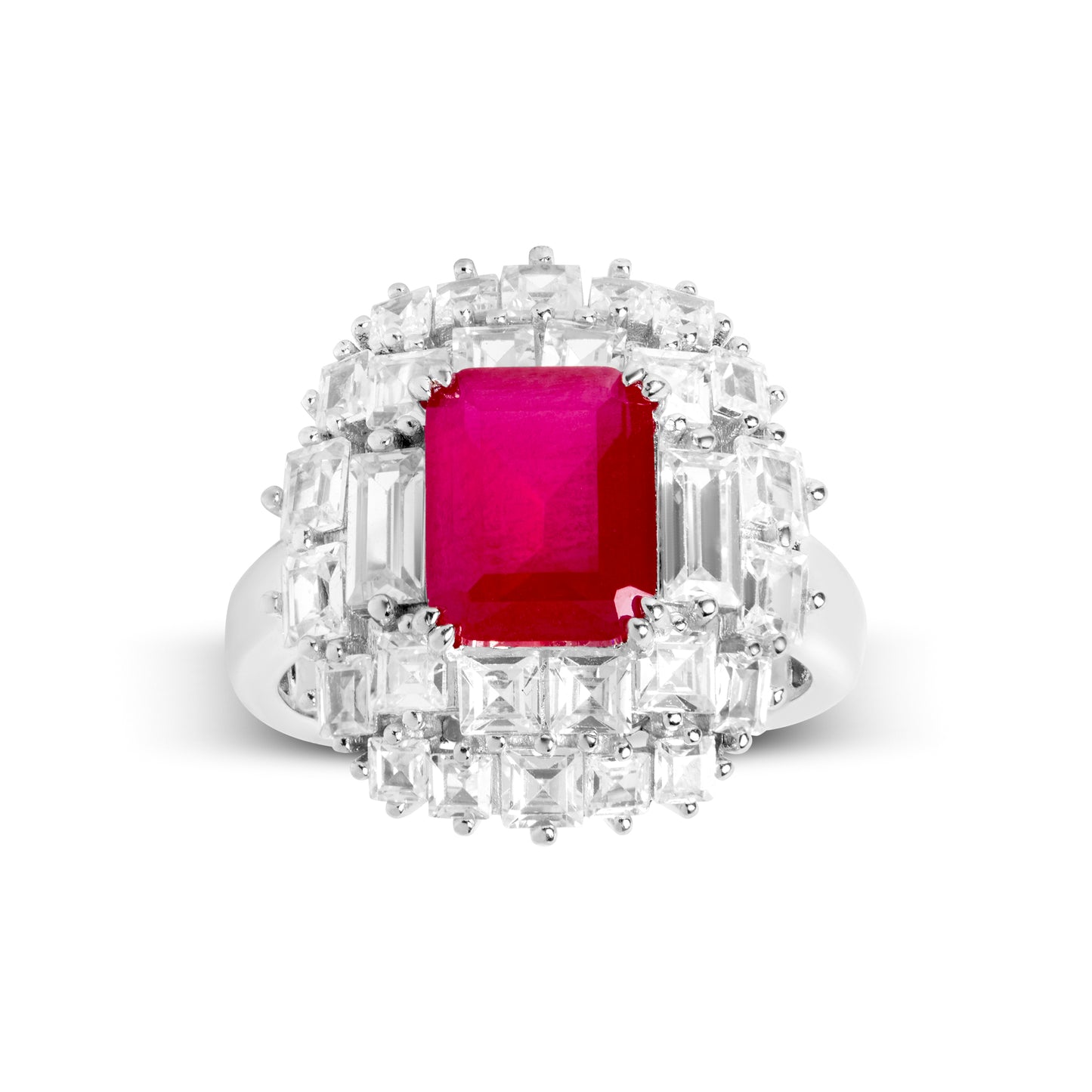 Celestial Ruby And Diamond Silver Ring
