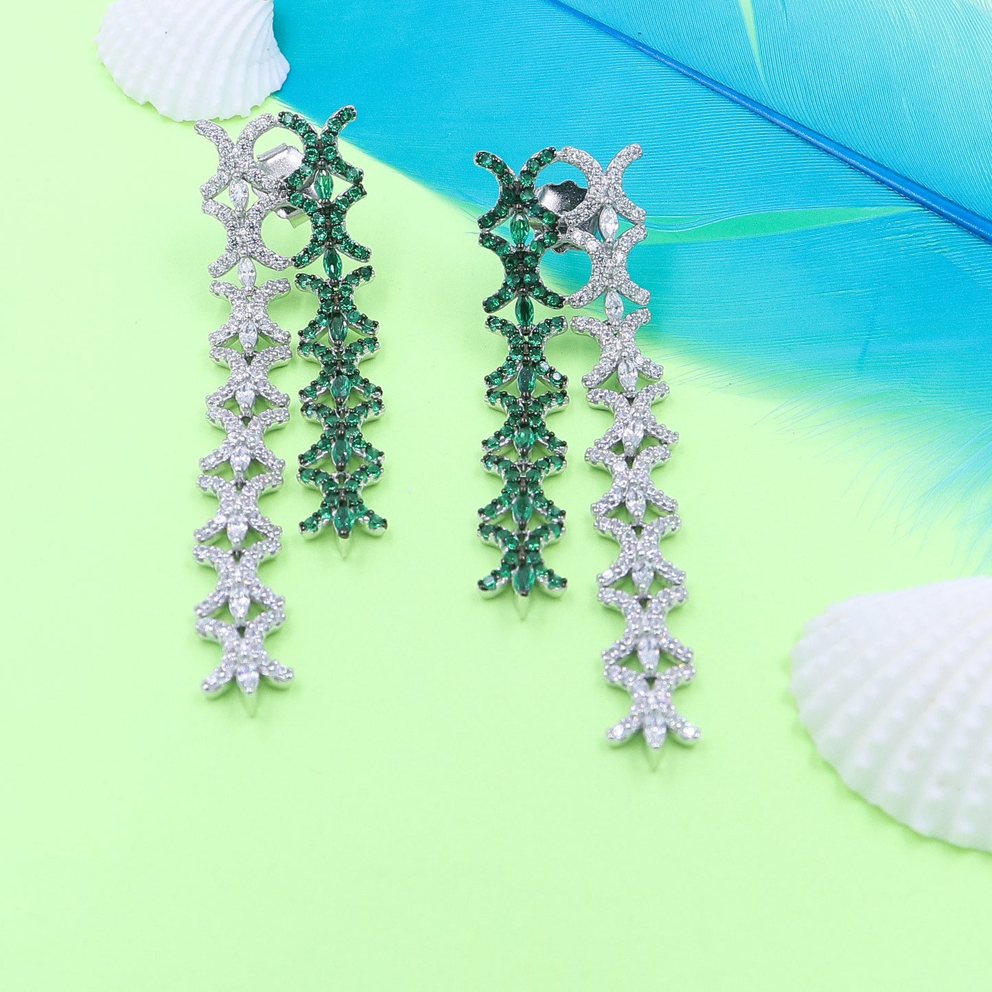 Elegance Diamond Fall Silver Earrings