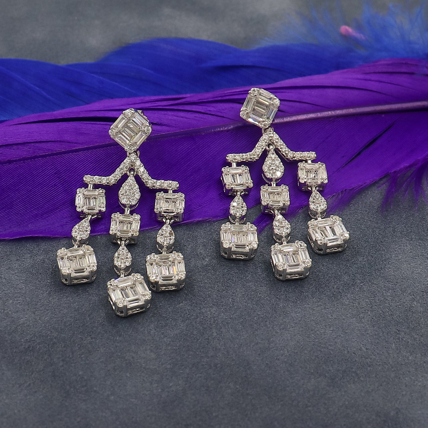 Diamond Chandellier Silver Earrings