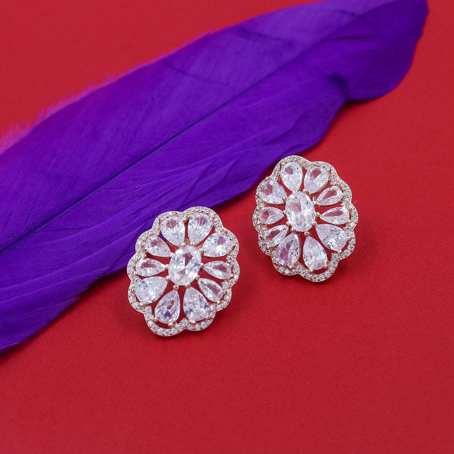 Floral Parade Silver Studs Earrings
