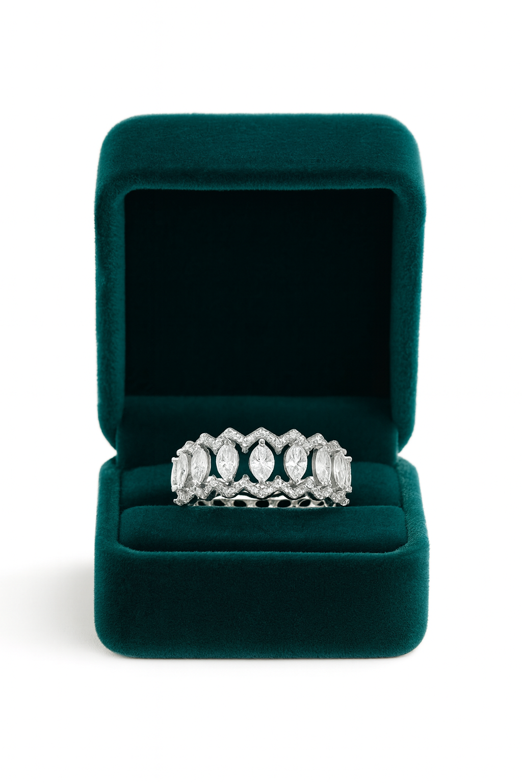 Silver Marquise Fancy Cut Ring