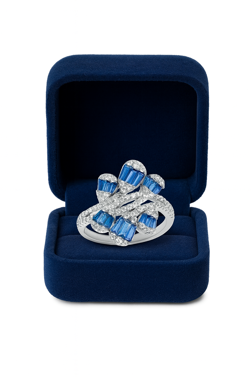 Regal Sapphire And Diamond Silver Earring