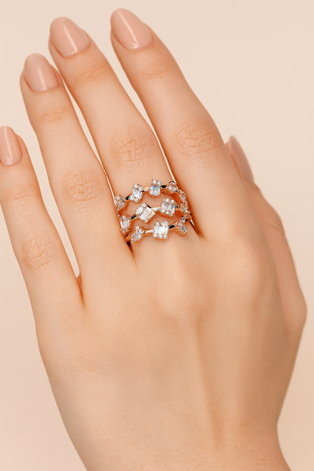 Rosegold Multi Shape Diamond Ring