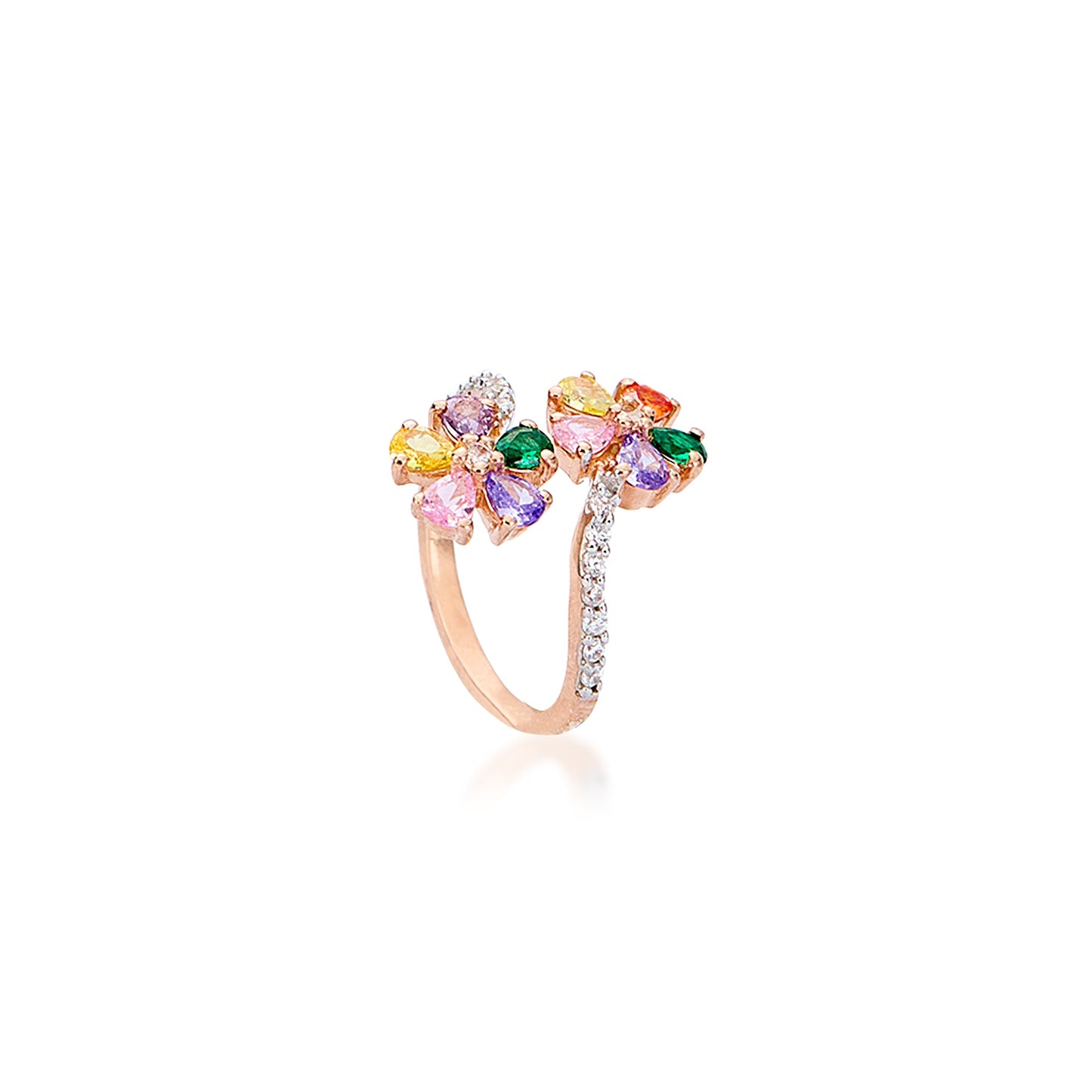 Multi Colour Diamond Silver Ring
