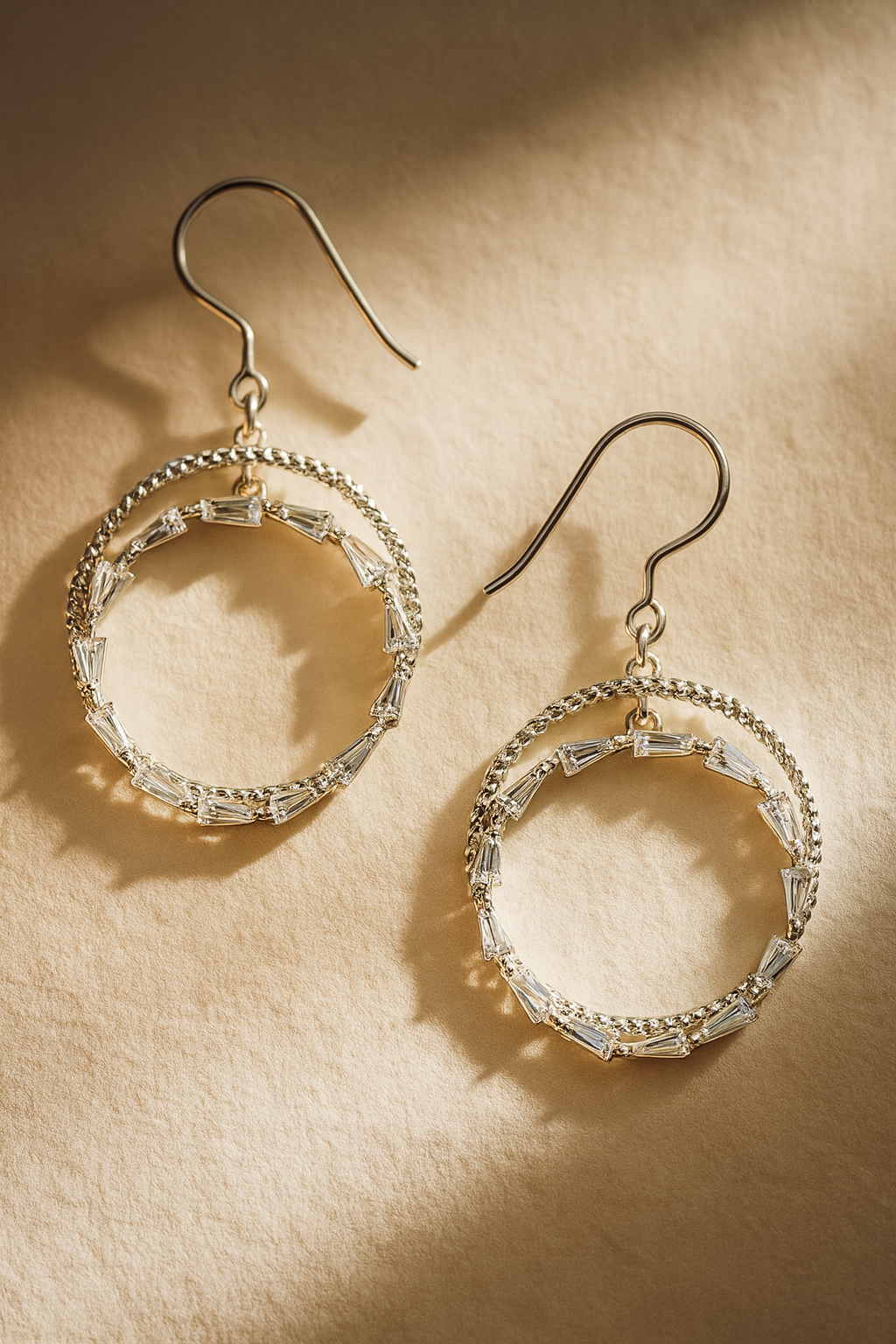 MINIMAL DIAMOND HOOPS SILVER EARRINGS