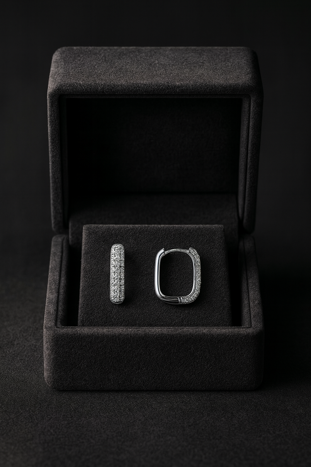 LUNA HOOPS DIAMOND SILVER EARRINGS