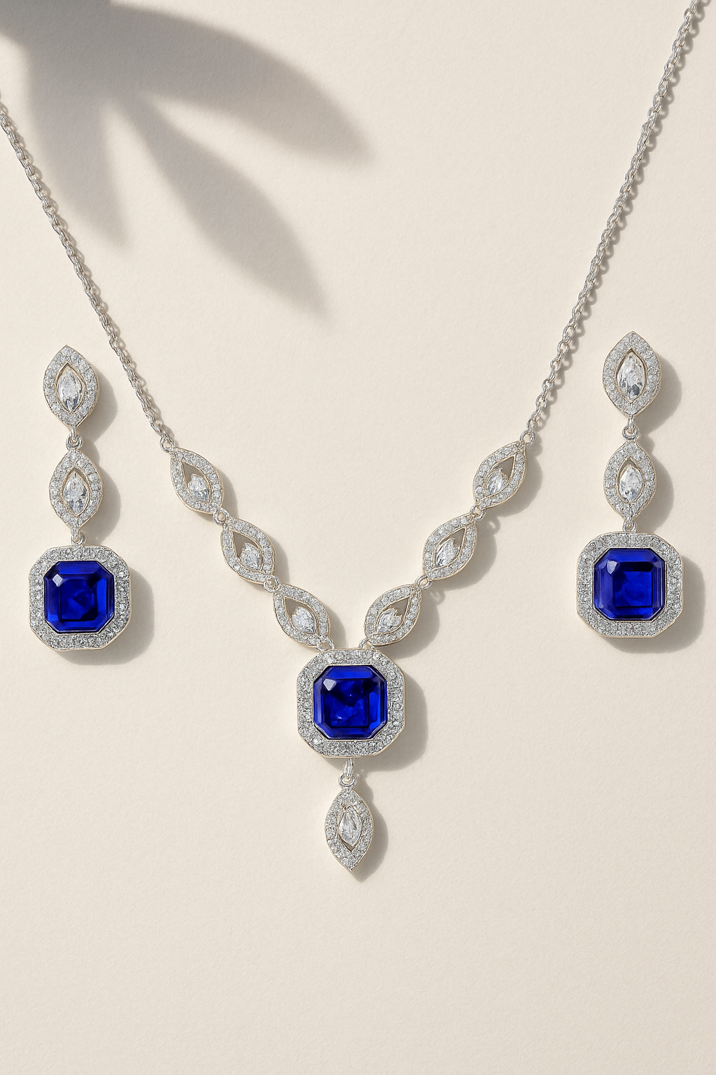 Timeless Elegance Sapphire Silver Pendant Set