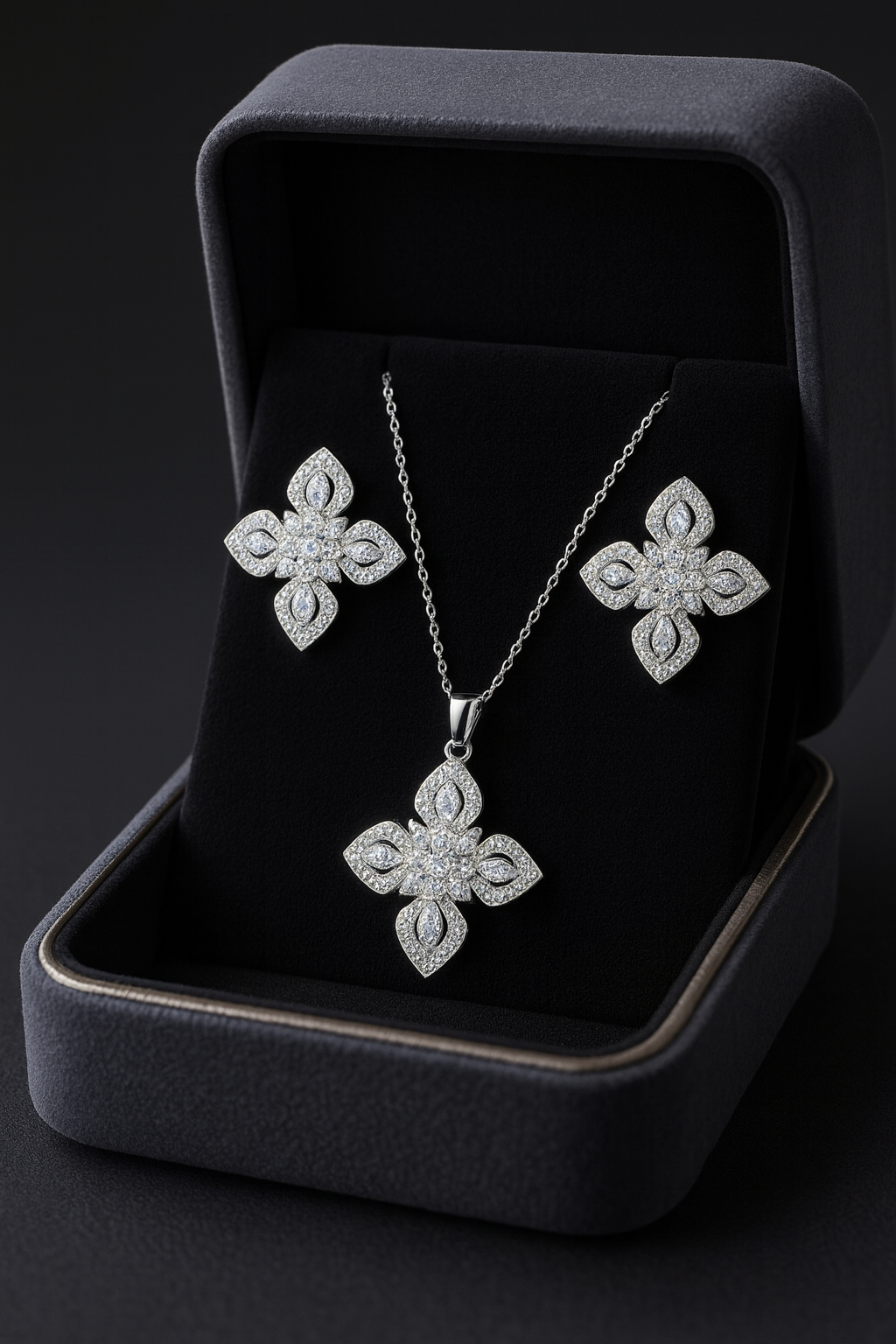 Moonlit Diamond Silver Pendant Set