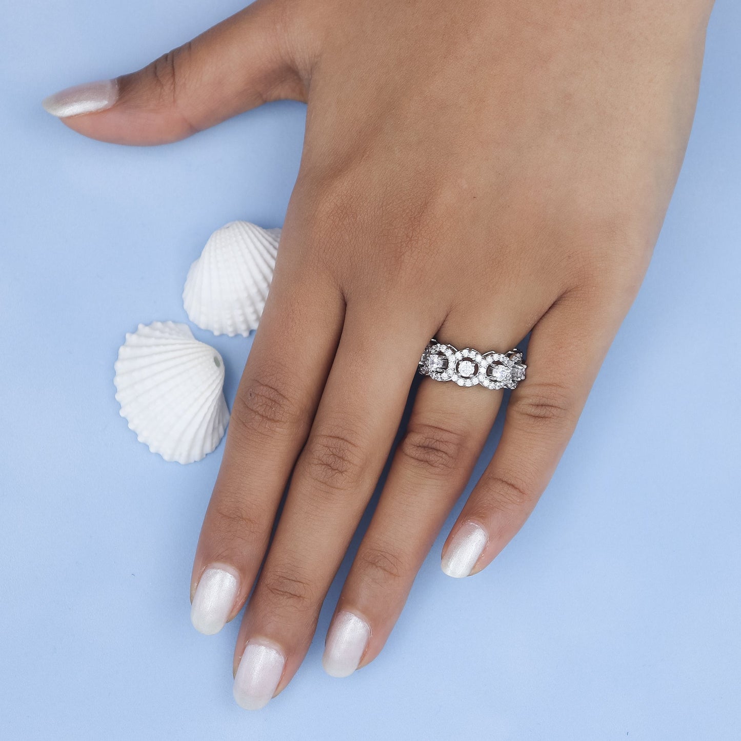 Dazzling Diamond Eternity Silver Ring