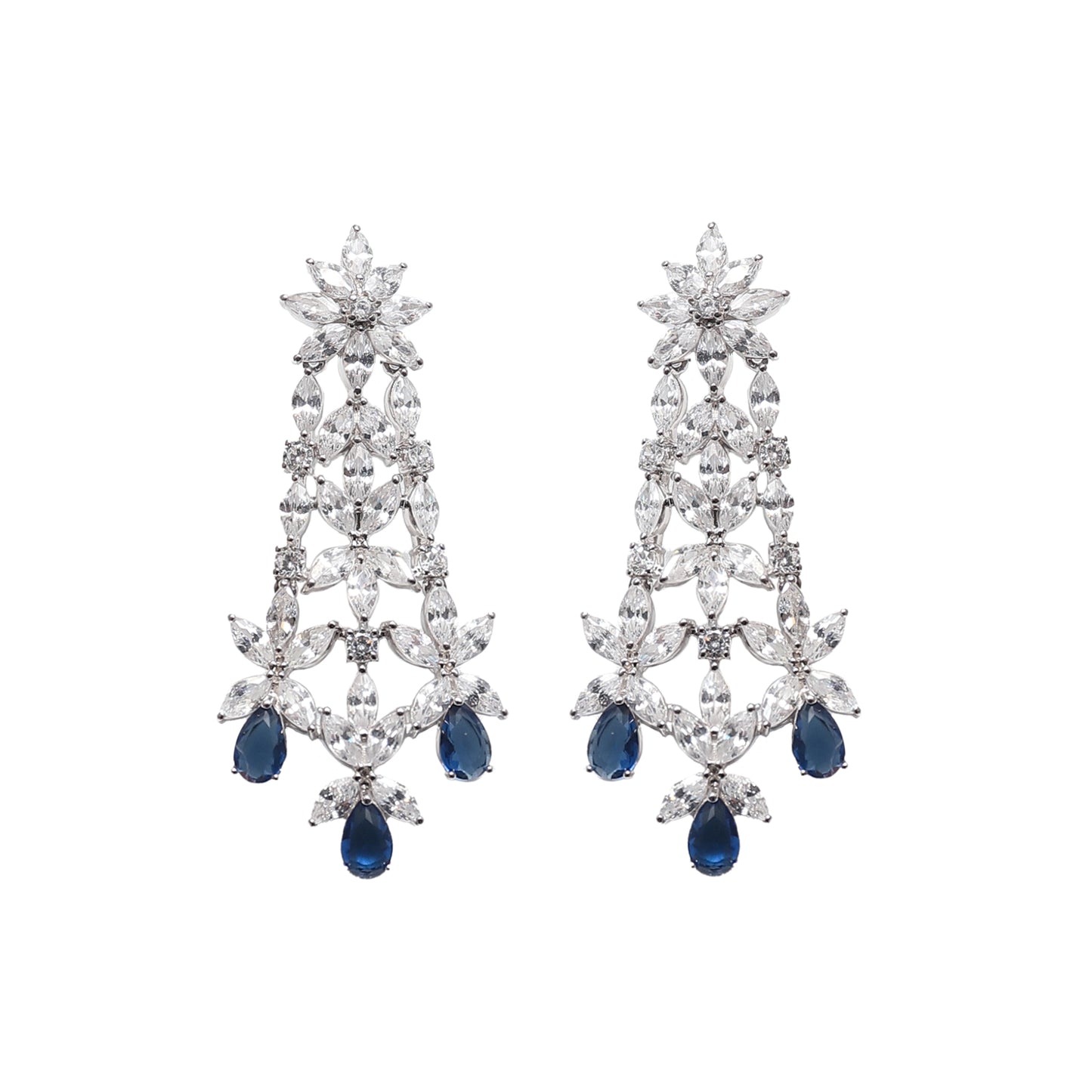 Royal Cocktail Diamond Silver Earrings