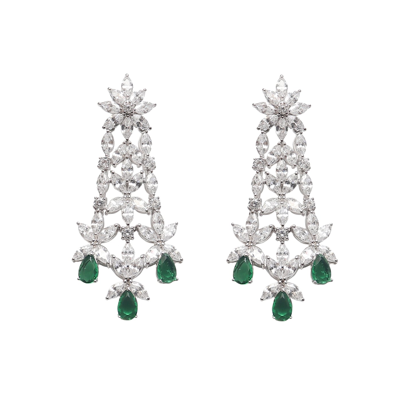 Royal Cocktail Diamond Silver Earrings