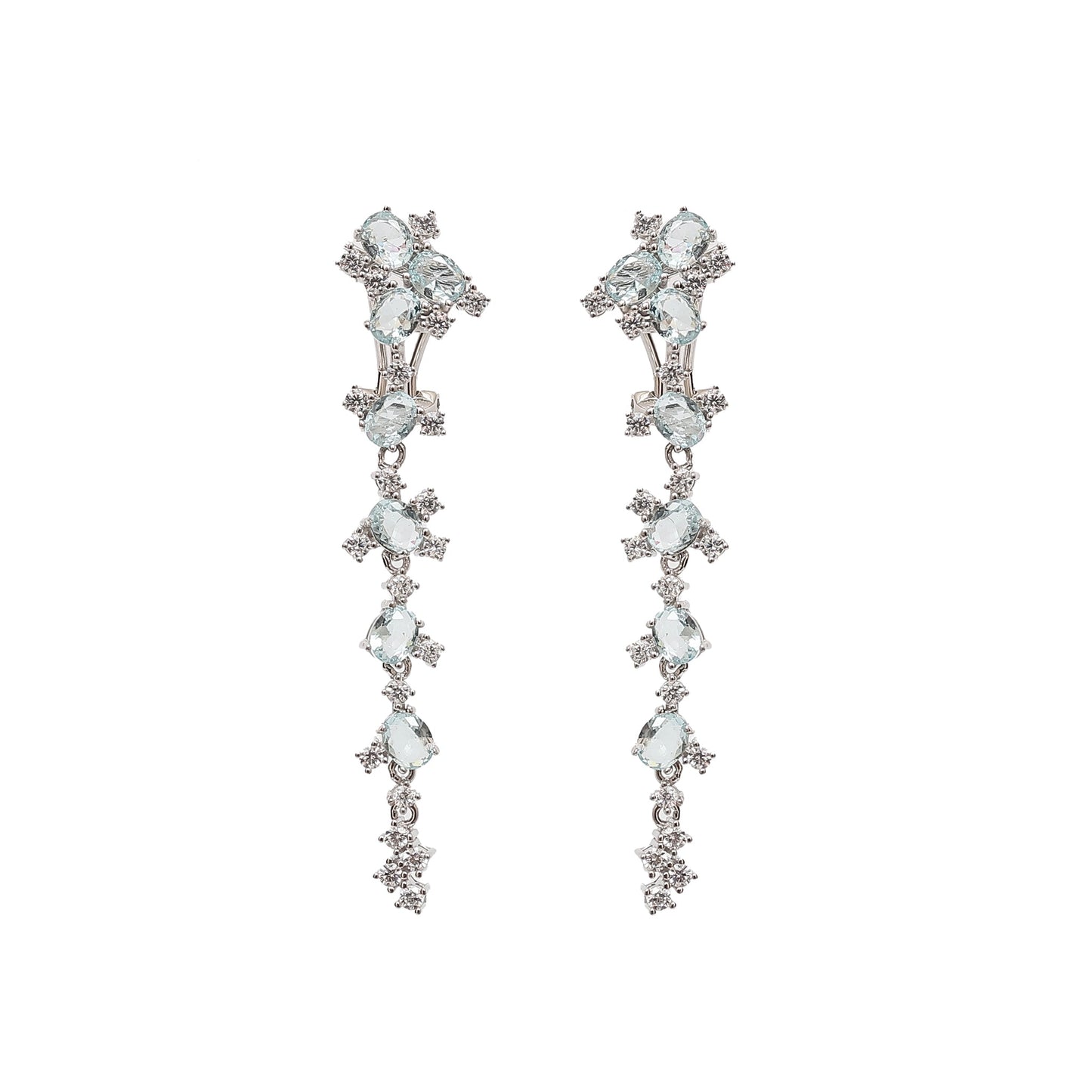 Blue Crystal Dewfall Silver Earrings