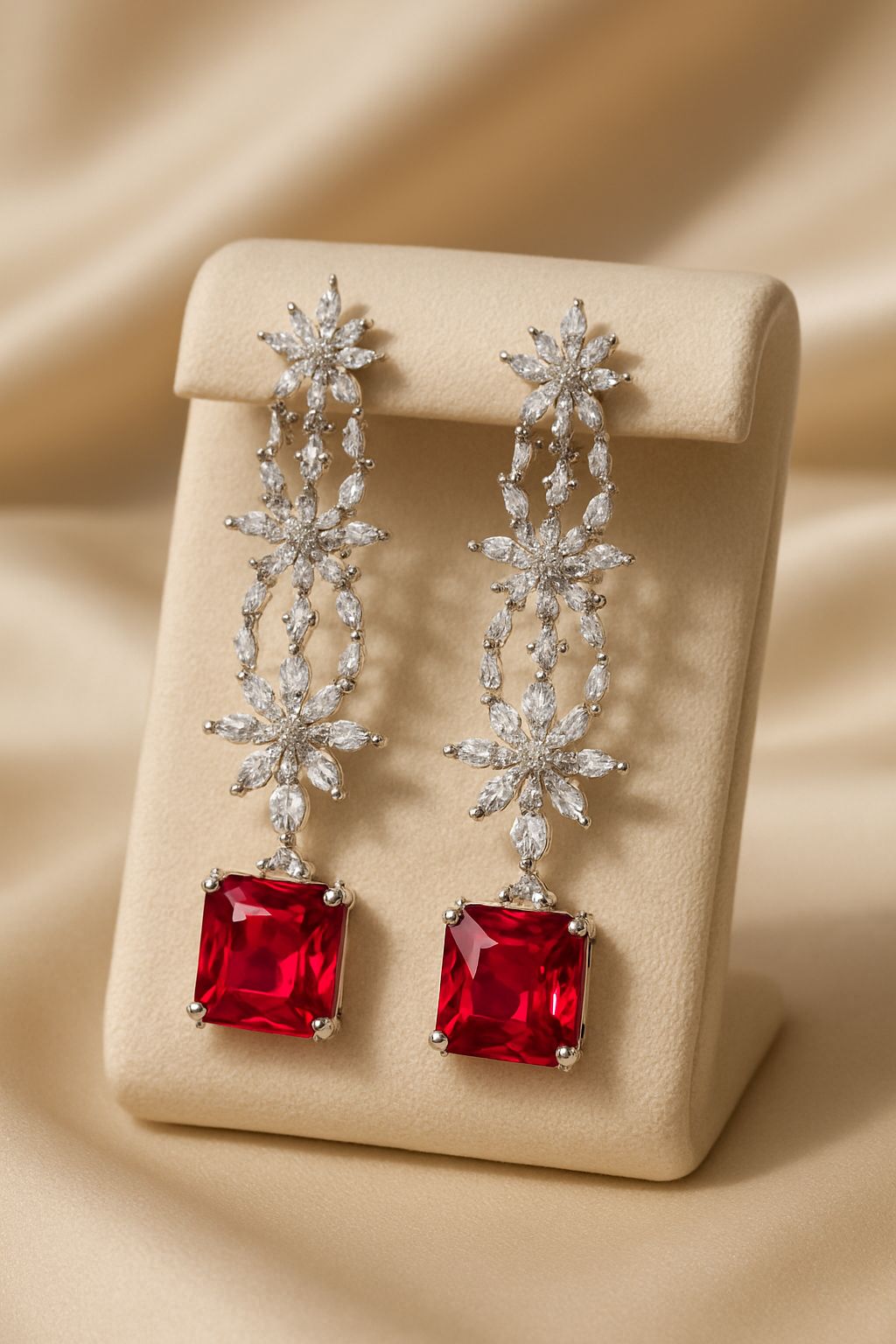 Ruby Drift Silver Earrings