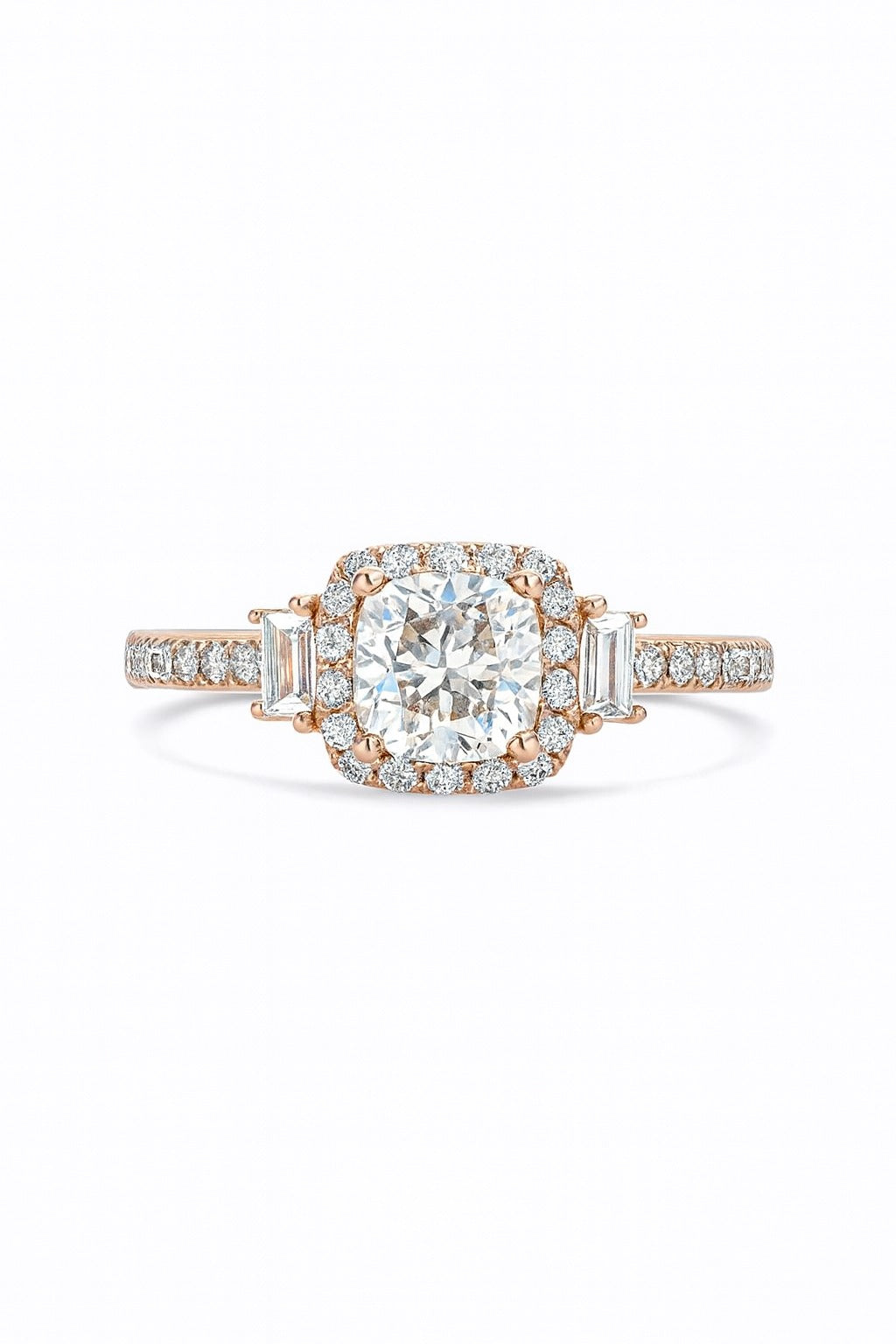 Classic Cushion Rosegold Silver Ring