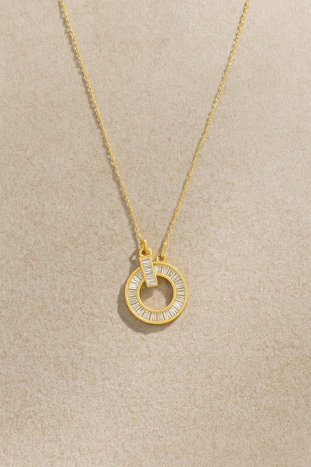 Halo Diamond Gold Silver Pendant