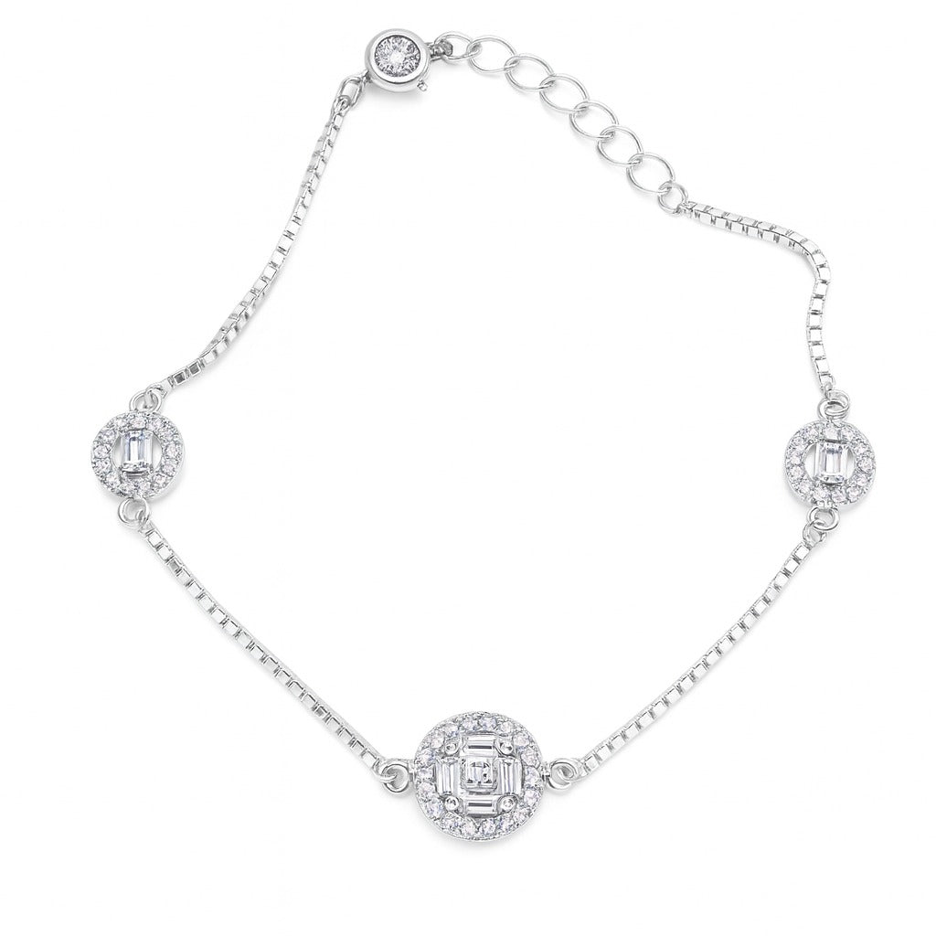 Minimal Diamond Adjustable Silver Bracelet