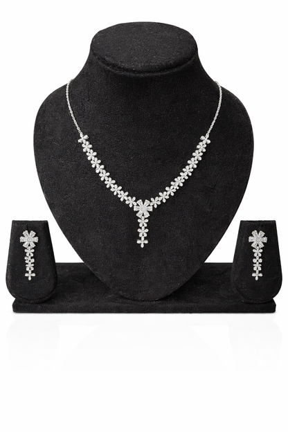 Opulent Grace Silver Necklace Set