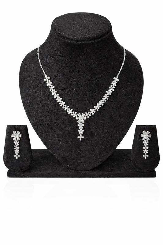 Opulent Grace Silver Necklace Set