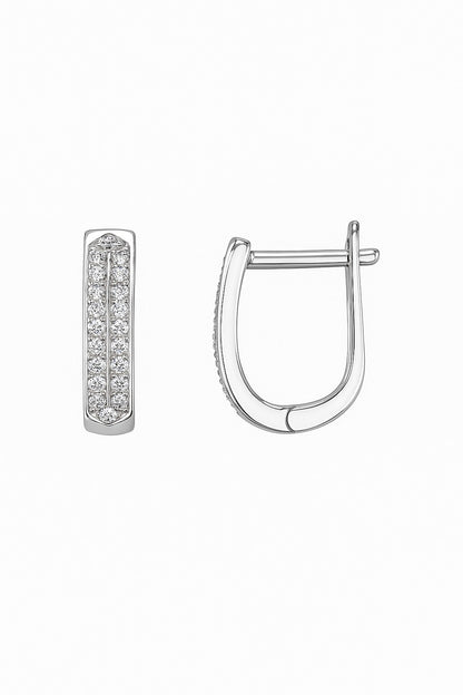 Sleek Hoops Diamond Silver Earrings