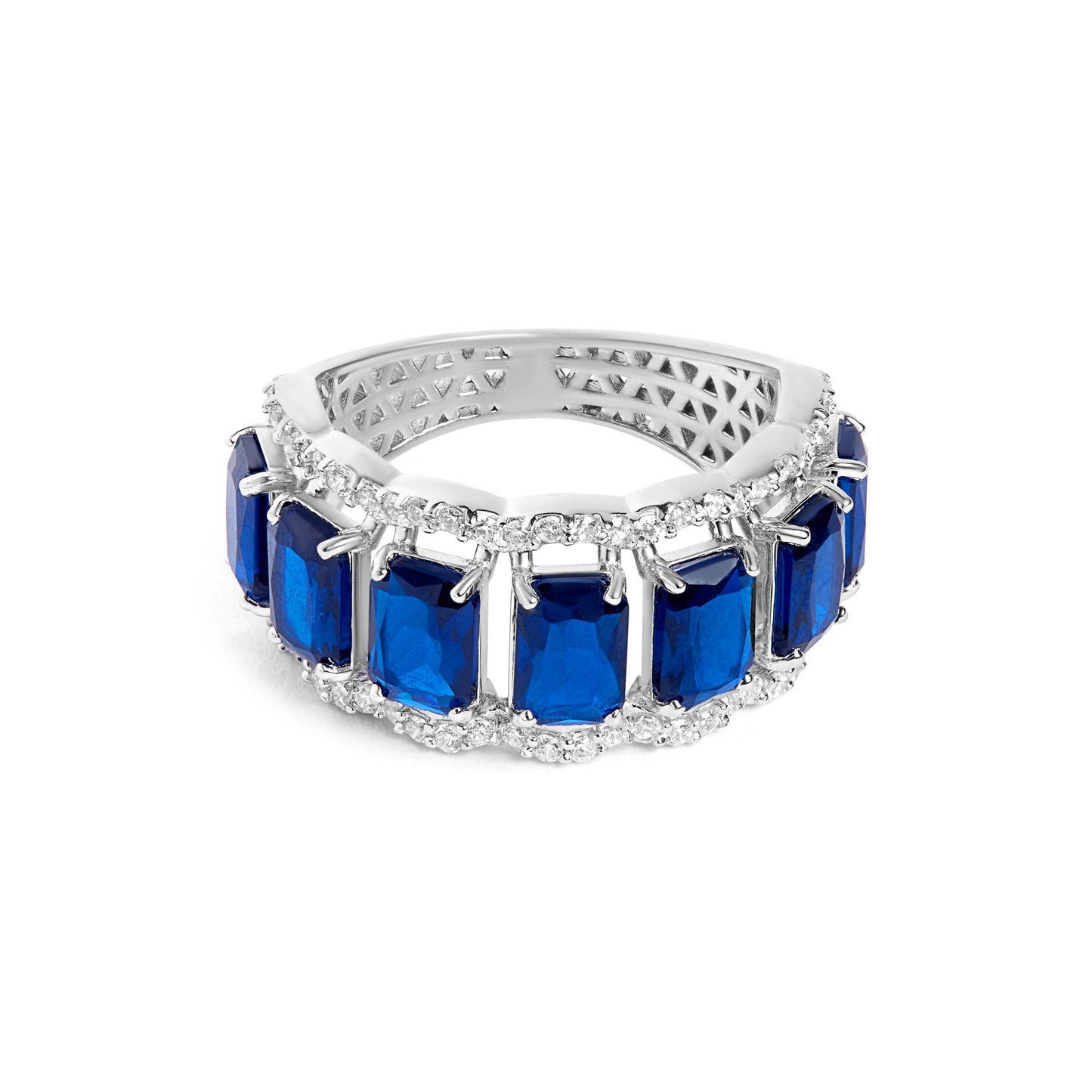 Sapphire Eternity Silver Diamond Ring