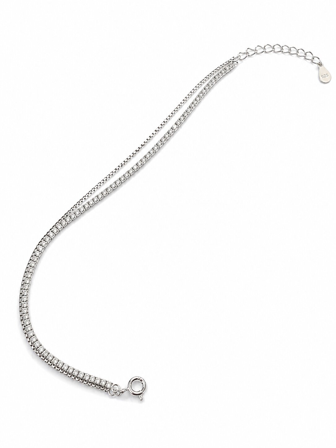 Dual Tennis Silver Bracelet