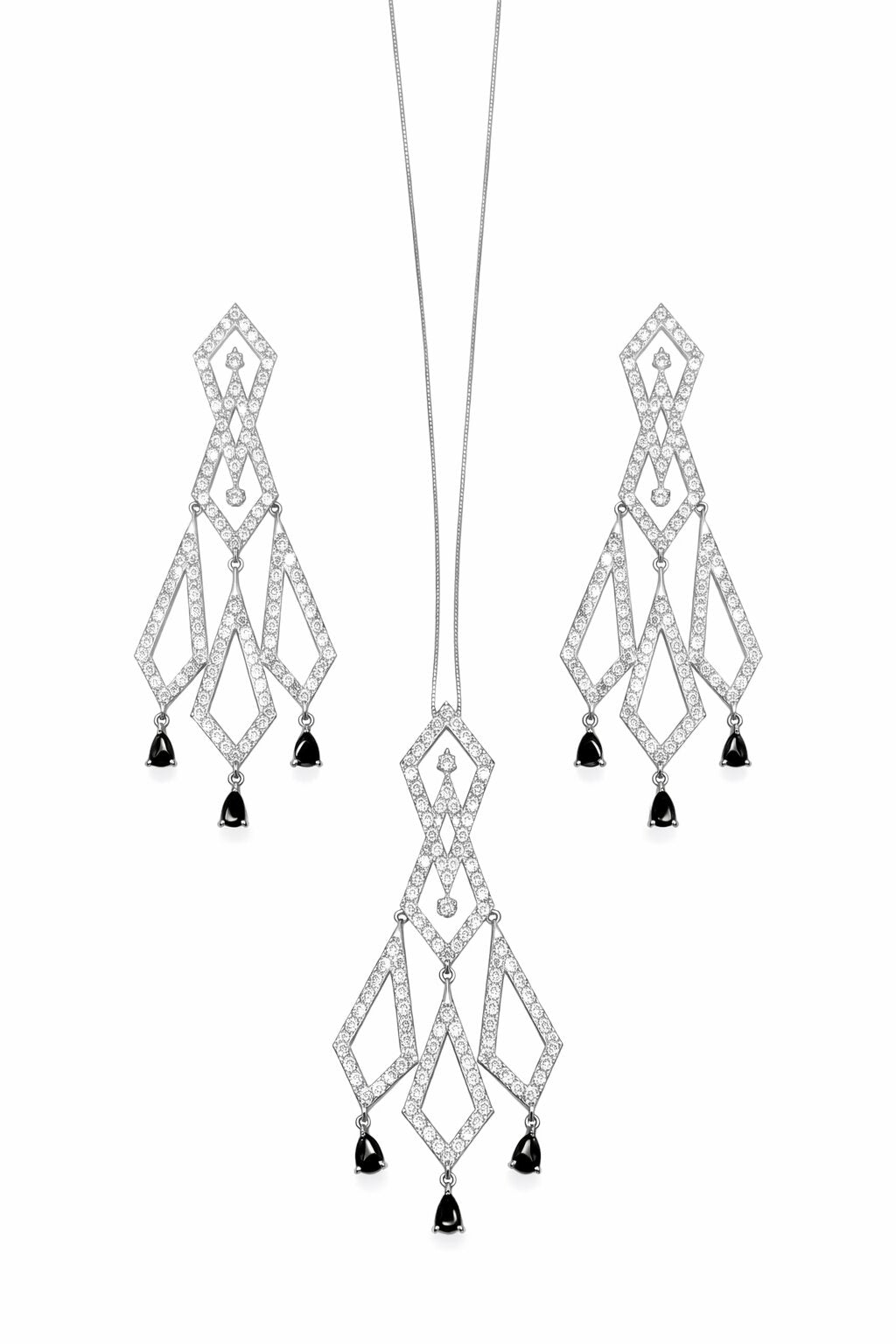 Glam Shine Silver Pendant Set