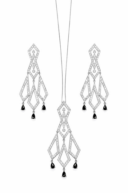 Glam Shine Silver Pendant Set