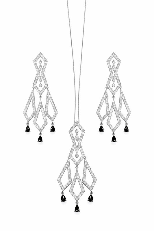 Glam Shine Silver Pendant Set