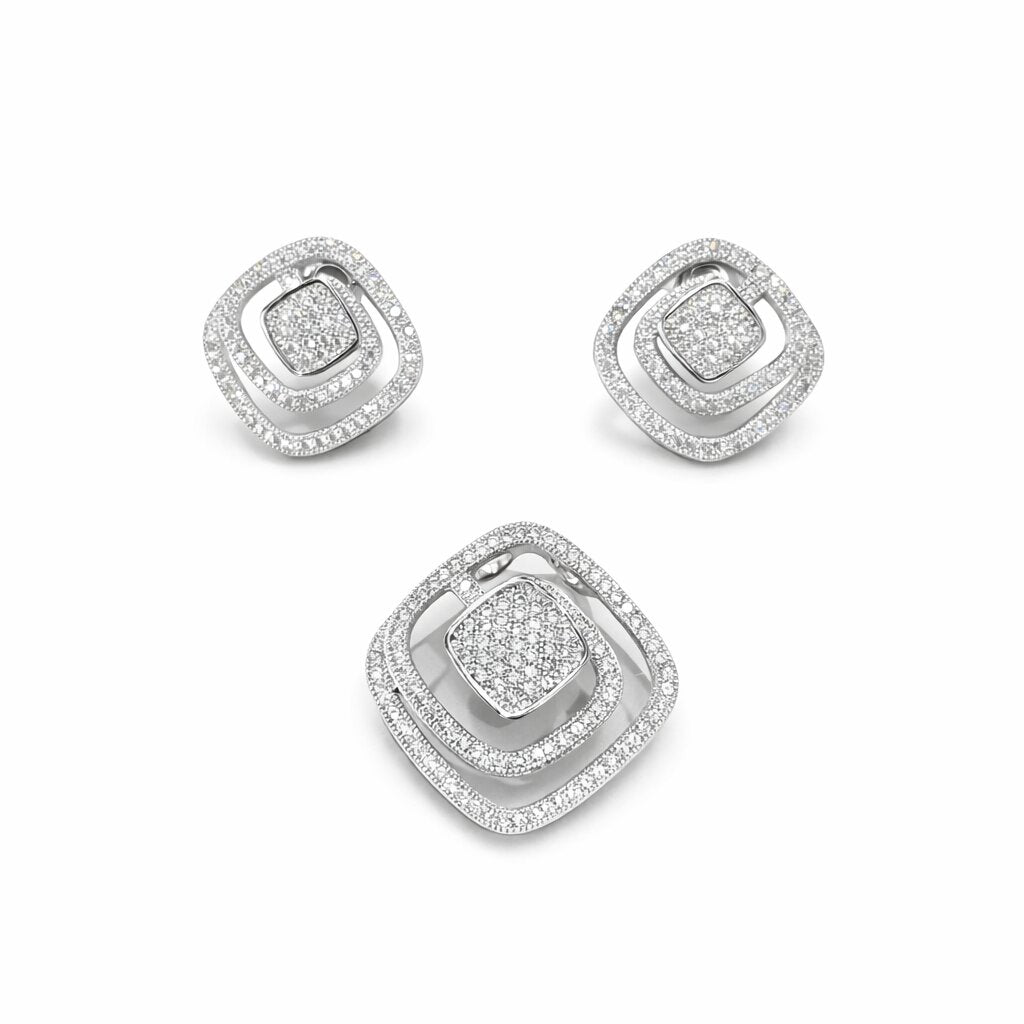 Shimmering Silver Pendant Set