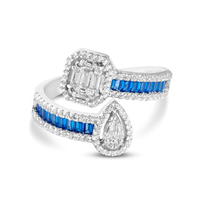 Elegant Toi-Moi Sapphire And Diamond Silver Ring