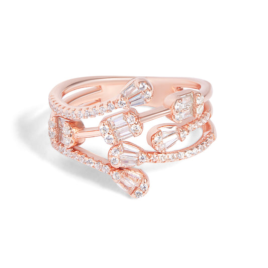 Trendy Rose Gold Silver Diamond Ring
