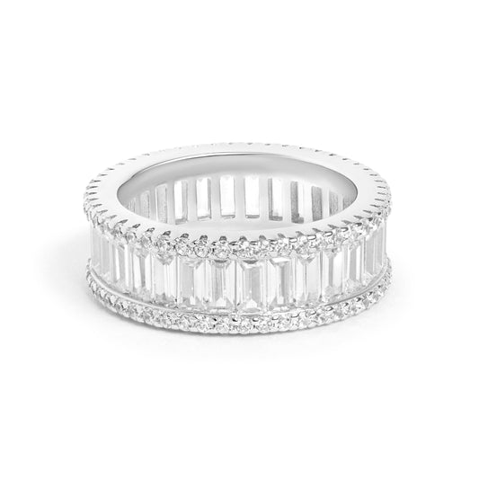 Timeless Baguette Eternity Band Silver Ring