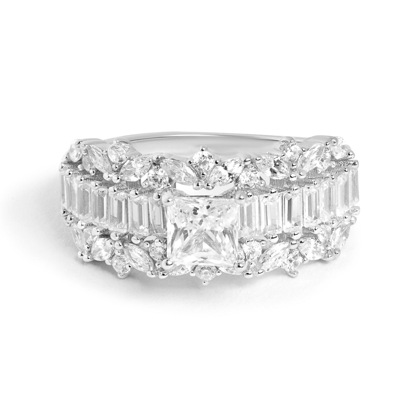 Princess Silver Diamond Ring