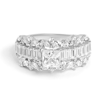 Princess Silver Diamond Ring