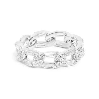 Silver Baguette Link Ring
