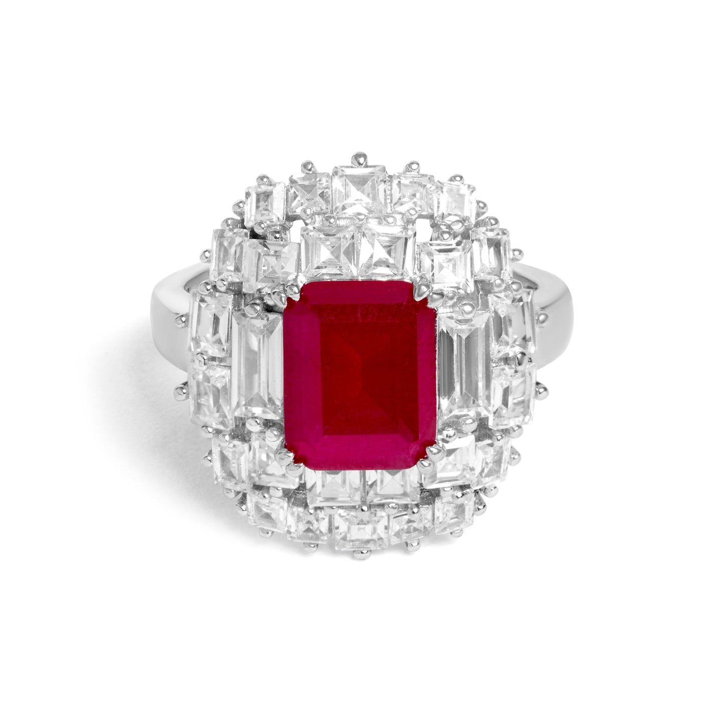 Celestial Ruby And Diamond Silver Ring