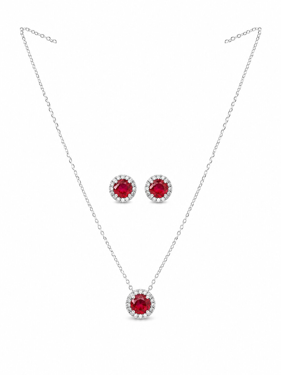 Rounded Ruby Silver Set