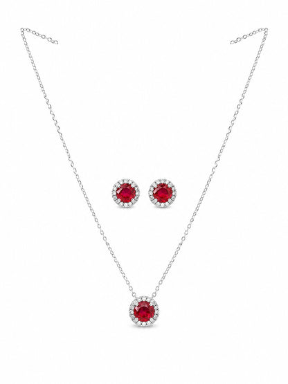 Rounded Ruby Silver Set