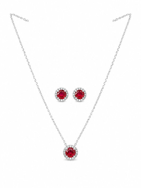 Rounded Ruby Silver Set
