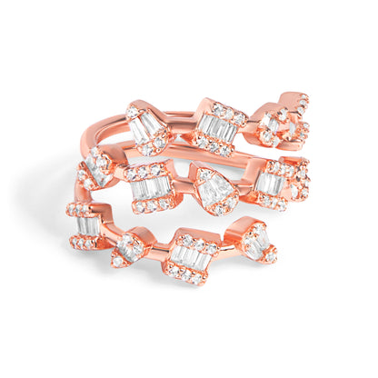 Rosegold Multi Shape Diamond Ring