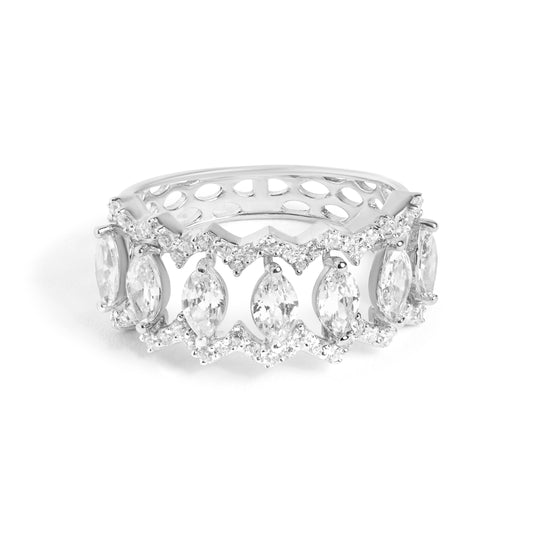 Silver Marquise Fancy Cut Ring