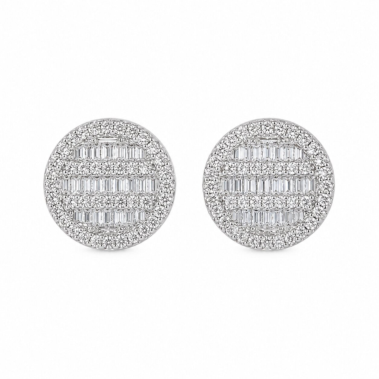 Celeste Baguette Halo Studs