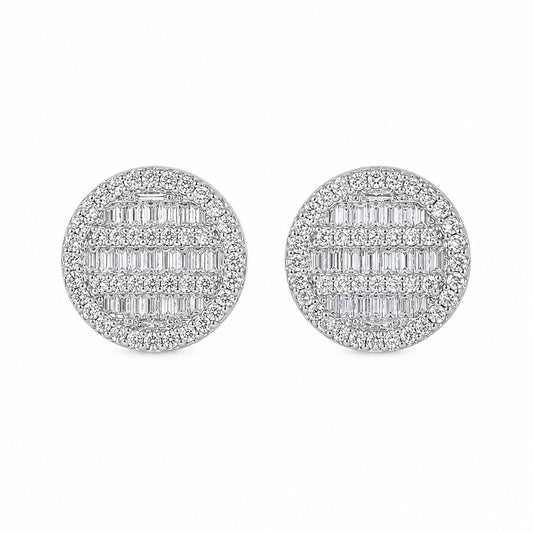 Celeste Baguette Halo Studs