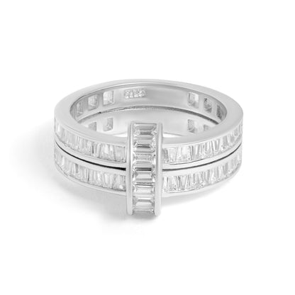 Minimial Diamond Silver Ring