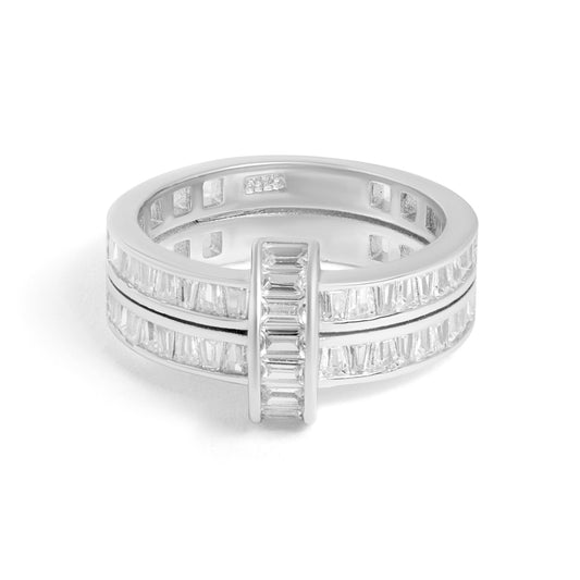 Minimial Diamond Silver Ring