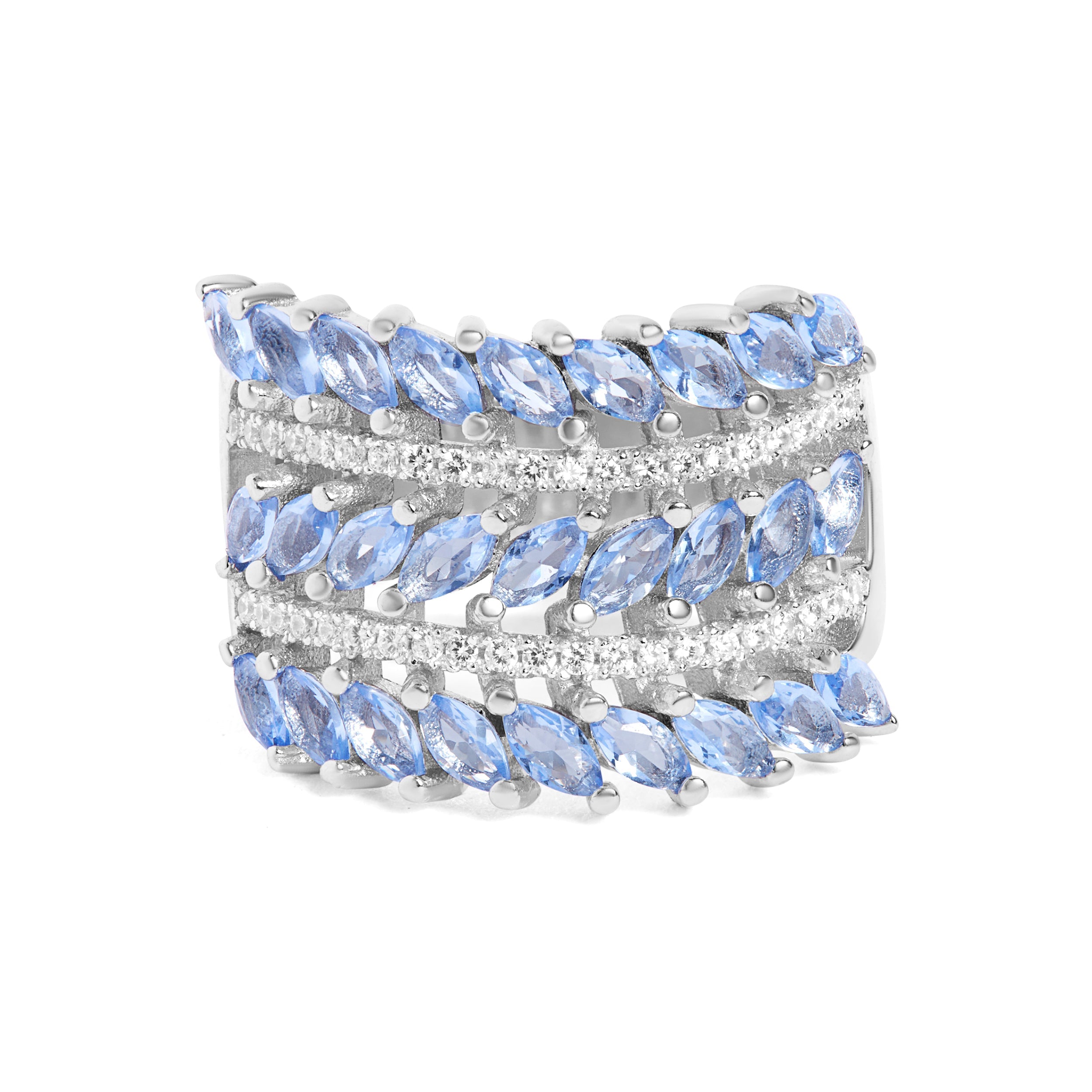 Frosted Elegant Cocktail Silver Ring