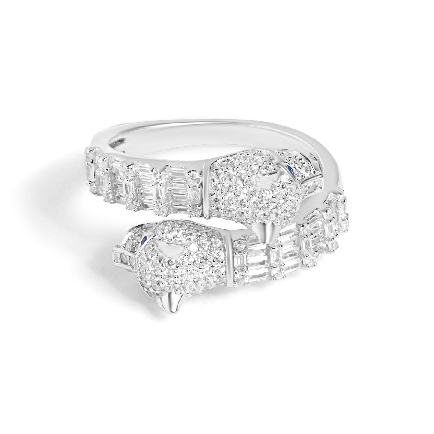 Silver Panther Diamond Ring